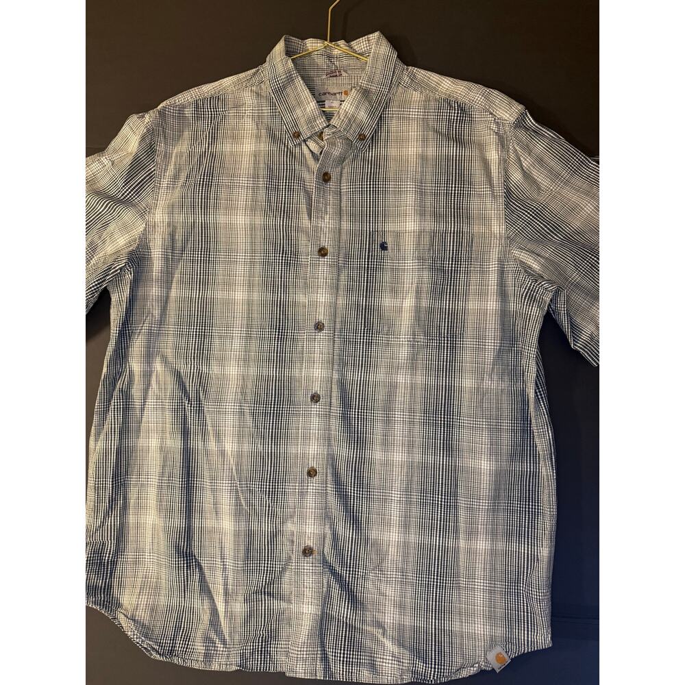 Carhartt Men’s XL Button‑Up Shirt – Black/White Micro‑Check – 100% Cotton